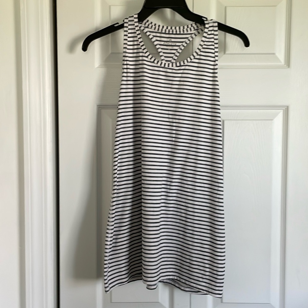 Athleta, sz M, racerback, blue and white striped. - Picture 1 of 6